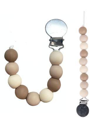 Minkii Pacifier Clip for Babies | Silicone Pacifier Clips in Neutral Tones for Boys and Girls Baby Pacifier Clips  Pacifier Clips Baby Girl  Pacifier Clips for Boys (Neutrals)
