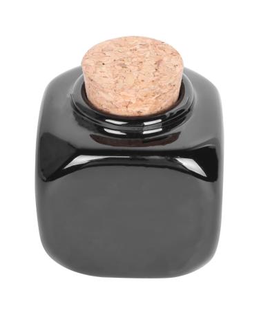 PLAFOPE Medicine Cup Liquid Powder Container Cork Jar Wooden Cap Ceramic Lid Clear Dappen Makeup Containers Art Small Travel Pill Container Practical Empty Bottle Nail Bamboo Accessories 7.50X5.50X5.50CM Black