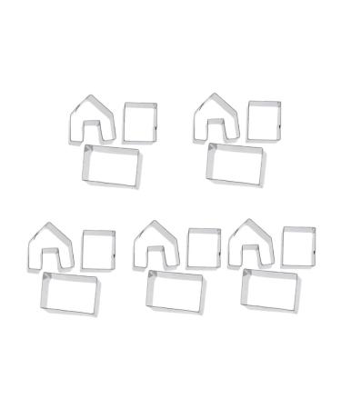 HOMSFOU 5 House Mold Christmas Pastry Mold Holiday Donut Gingerbread House Metal Fondant House Biscuit Sandwich Cutters Cake Stainless Steel Child Cookie 4.5X4CM Silver