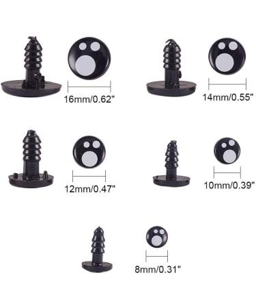 PandaHall Resin Safety Eyes 100pcs for Amigurumi & Crafts - Black Stuffed Teddy Bear Eyes in 5 Sizes (8/10/12/14/16mm) with Washers - 100 Pack - Buy Online on SooperMarket.com