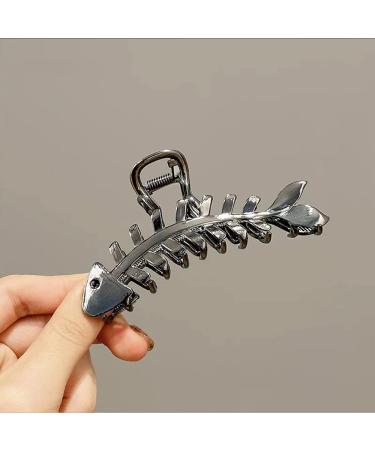 Fish Bone Hair Claw Clip - Non-slip Hair Styling Accessory for Women - Black Fishbone Design - Buy Online on SooperMarket.com
