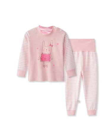 YANWANG 100% Cotton Baby Boys Girls Pajamas Set Long Sleeve Sleepwear(6M-5Years) 3-4 Years Rabbit-high Belly