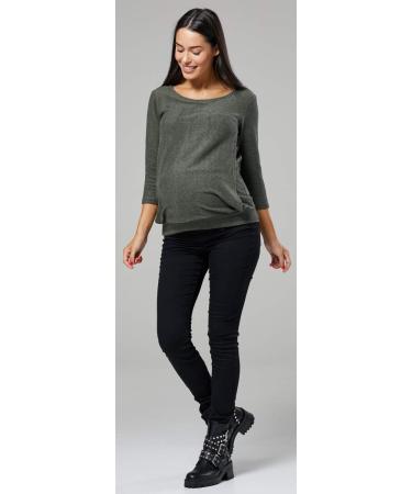 Happy Mama Maternity Nursing Striped Jumper Top 16-18 Khaki Melange - Buy Online on SooperMarket.com