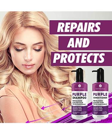 BELLISSO Purple Shampoo, Conditioner & Hair Mask Set - Sulfate-Free Salon Grade Formula for Platinum, Silver & Grey Hair - Hydrating Toner for Shimmer Correction - Buy Online on SooperMarket.com