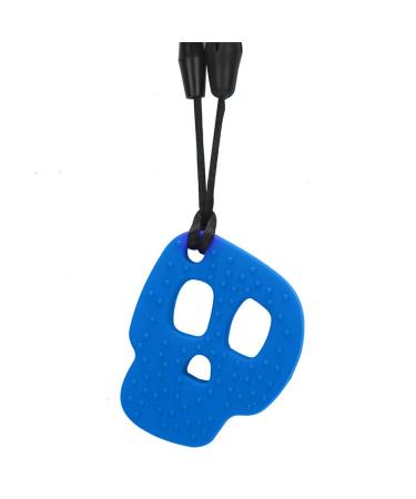 Baby bite toys silicone-baby bitter ring supporters safe soothing chewing dental necklace toys for toddlers (blue skull bite ring)
