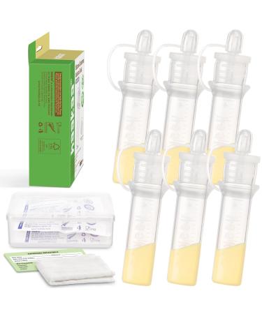 Haakaa Colostrum Collector Set Reusable Silicone Colostrum Collector for Breastfeeding to Collect Feed & Store with 2 Clear Storage Cases & 2 White Cotton Wipe (0.1oz/4ml 12 PK) 6 Count (Pack of 1)