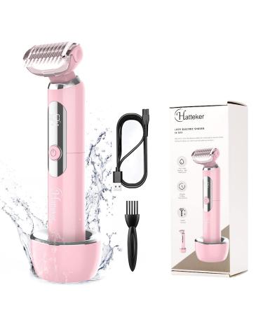 Hatteker Electric Lady Shaver Razor Wet and Dry Waterproof Bikini Trimmer for Women Rechargeable Legs Underarms Public Hair Painless Extendable Handle