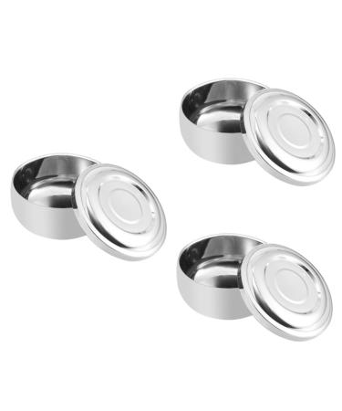 Beavorty 3st container for shaving soap soup bowl made of bamboo stainless steel container with lid shaving foam shell shaving shell shaving shell shaving bowl rustproof steel shave shaver man mediumx3pcs silverx3stk