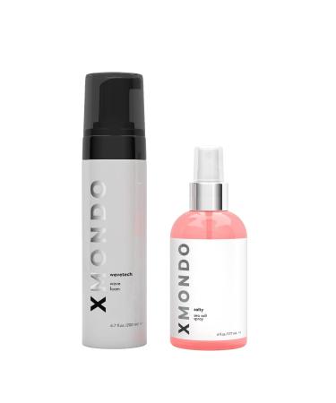 XMONDO Wave Foam & Salty Sea Spray Bundle (6 Fl Oz) - Vegan Anti-Frizz Formulas for Waves Texture and Shine 2pc Set
