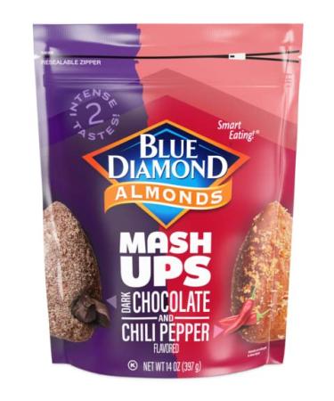 Blue Diamond Almond Mash Ups, Dark Chocolate and Chili Pepper Snack Nuts, 14 oz Resealable Bag Dark Chocolate & Chili Pepper