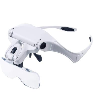 Itian Lightweight Head Magnifier Adjustable Magnifying Glass Loupe Visor Hands Free Eyeglasses Bracket/Headband Interchangeable Headset Magnifier with 2 LED & 5 Different Lenses(1.0X 1.5X 2.0X 2.5X 3.5X)