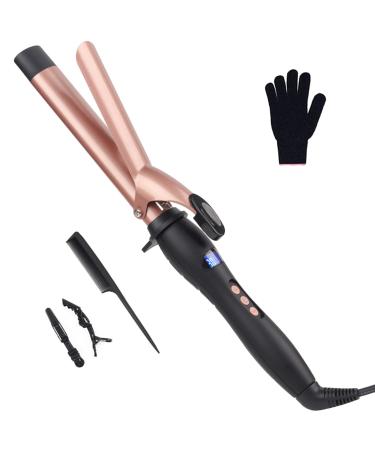 Curling Wand Curling Tongs Large Barrel Curling Iron with Adjustable Temperature Professional Hair Curler with Glove Dual Voltage for Long & Medium Hair (32MM)
