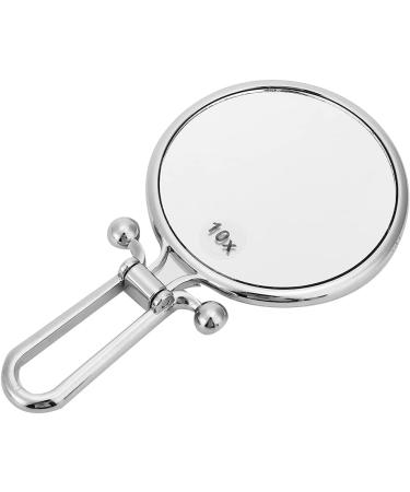 Nofaner Double-Sided 10x Magnifying Makeup Mirror with Foldable Handle - Silver | Handheld, Table, and Travel Friendly - Buy Online on SooperMarket.com