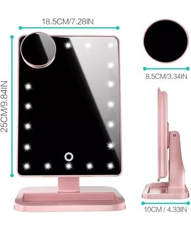 Hansong Vanity Makeup Mirror with Lights Bluetooth 20 LEDs Touch Screen Speaker Rose Gold - Buy Online on SooperMarket.com