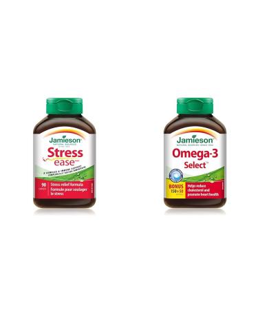 Jamieson Stressease 90 Caplets & Omega-3 Select 1 000 mg Caplets + Omega-3