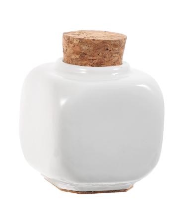 Gogogmee Nail Cup Container Bottle Polymer Clay Charms for Nails Puppy Ear Headband Manicue Cups Powder Bottle Jar Ceramic Bottle with Cork Makeup Containers Bottle Square White Wooden 5.7*3.5cm White