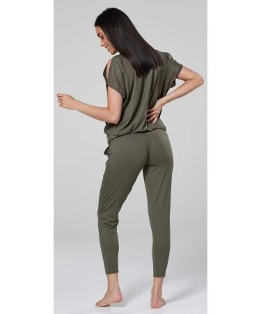 Happy Mama Maternity Breastfeeding Lounge Top Joggers Pyjamas Set - Khaki | Comfortable Nursing Pajamas for Women - Buy Online on SooperMarket.com