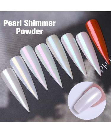 White Pearl Chrome Nail Powder - Glittery Aurora Magic Pearlescent Symphony for DIY Nail Art Decorations - Buy Online on SooperMarket.com