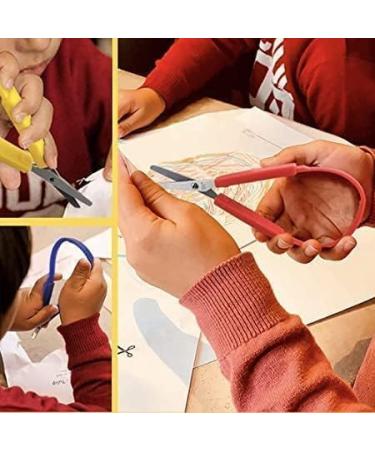 Yellow Loop Scissors for Kids Adult Easy Grip Easy Opening Adapted Scissors for Special Needs Safety Round Tip Open Squeeze Handles Multipurpose Comfort Grip Stainless Steel Office Scissors - Buy Online on SooperMarket.com