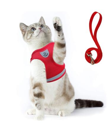 Supet cat dishes Breaking-out cat linen with dishes for cats soft cats vest for kitten dogs chihuahua (red) s (chest size: 26-32 cm) red