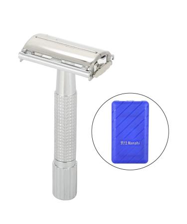 Premium Double Edge Silver Hand Razor for Men - Includes Case | Perfect Beard Grooming Tool - Buy Online on SooperMarket.com
