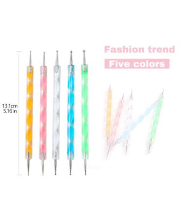 Sularpek 5Pcs 2-Way Dotting Pen Tool Nail Art Kit - Multicolor Dot Paint Manicure Set for Embossing, Clay Sculpting & Nail Art - Buy Online on SooperMarket.com