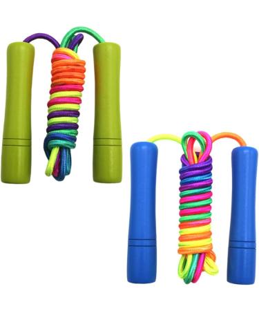 Buy Homello Adjustable Jump Rope for Children - Wooden Handle & Cotton Rope - 260cm Blue & Light Green for Fitness & Fun - Buy Online on SooperMarket.com