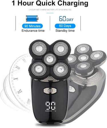 5D Floating Heads Electric Shaver - 5 in 1 Rechargeable Razor & Hair Clipper for Men | Nose & Ear Trimmer & Facial Cleaning Brush - International Shipping - Buy Online on SooperMarket.com