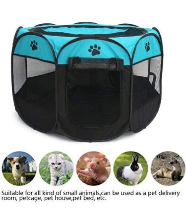 Blumoo Portable Pet Playpen - Indoor/Outdoor Foldable Dog Playpen with Mesh Shade Cover | Travel Dog Play Tent for Puppies/Cats/Rabbits - Blue (S 28x28x18) - Buy Online on SooperMarket.com