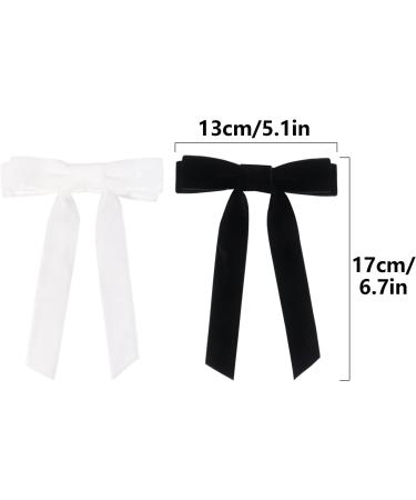 2Pcs Velvet Hair Bows Black Bow Hair Clips with Long Ribbon - Vintage Hair Accessories for Girls and Women - Buy Online on SooperMarket.com