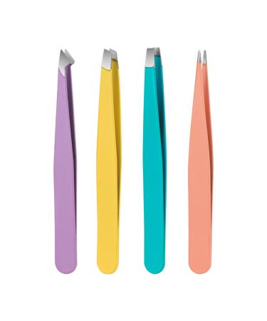 Short-haired cutting tool precise eyebrow plucking tool 4-piece set weird eyebrow tweezers set stainless steel ingrown hair removal tool sets