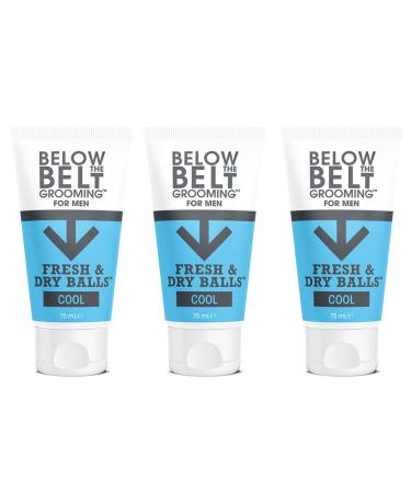 Below The Belt Grooming Fresh & Dry Ball Cool Ball Intimate Deodorant For Men - Protects against Sweat Odour and Chafing Cool Mint Fragrance 3 x 75ml Cool Mint 75 ml (Pack of 3)