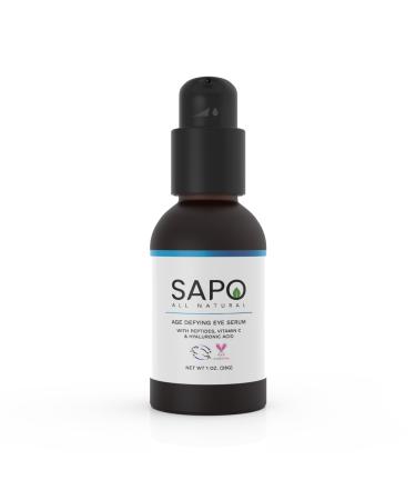 Eye Serum - Reduce Dark Circles Puffy Skin & Bags Under Eyes - Made with Triple Peptides Hyaluronic Acid Orange Oil & Vitamin C - 1 Fl Oz