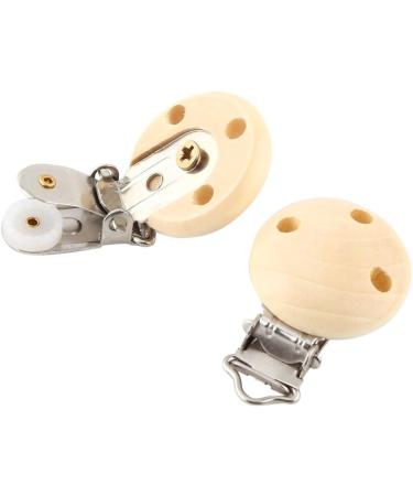 10Pcs Cute Round Wooden Baby Pacifier Clips - Natural Infant Nipple Clasps with 3 Holes | International Shipping - Buy Online on SooperMarket.com