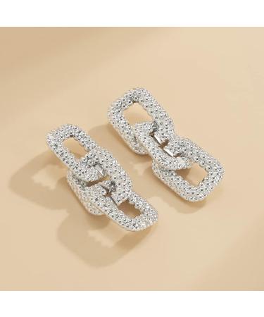 BETHYNAS Retro Punk Geometric Dangle Earrings - Silver | Statement Chain Earrings for Women Girls - Buy Online on SooperMarket.com