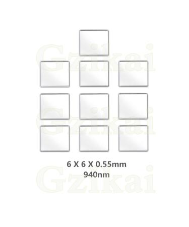 Gzikai 10pcs/1 Lot 6mm6mm0.55mm 940nm IR Infrared Narrow Bandpass Filter Optical Glass FWHM NBF940 for Camera Lense and Face Recognition