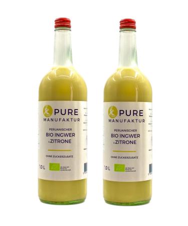 Pure Ginger-High-quality Peruvian organic-ginger with lemon without sugar and artificial additives 100% organic (DE- KO-005) 2x1000ml organic ginger-mit lemon 1 L (2 Pack)