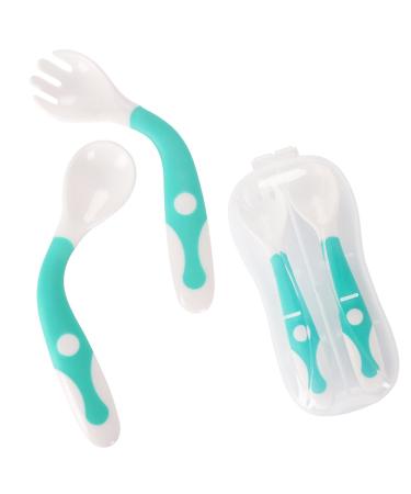 Novos baby utensils spoon for fork set with travel case toddler children Feeding train spoon easy grip soft perfect feeding learning spoon 1 blue adjust