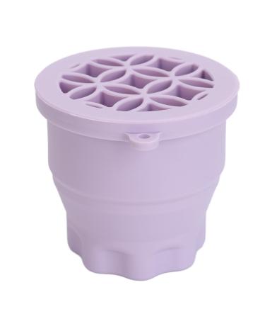 Makeup Brush Cleaner Cup Cosmetic Brush Cleaning Pad Drying Rack Silicone Scrubber Bowl Portable Washing Tool () Purple
