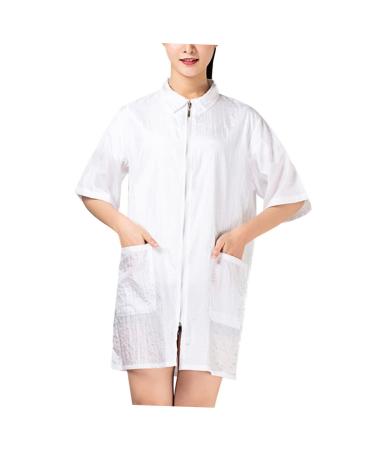 Technician Overalls Shampoo Cape Hairdresser Smock Grooming Smocks Womens Formal Dresses Hairdresser Clothes Salon Barber Cape Nylon Practical Gown Work Clothes Baking Oil White 77X47cm