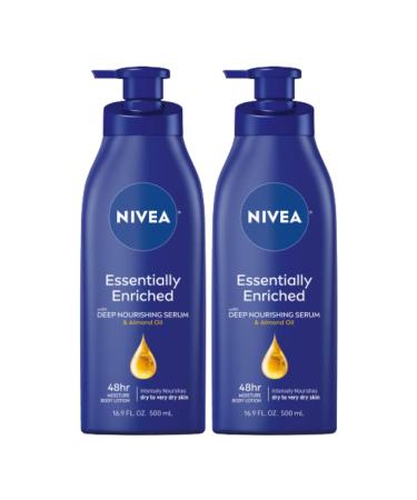 NIVEA Essentially Enriched Body Lotion for Dry Skin, Pack of 2, 16.9 Fl Oz Pump Bottles