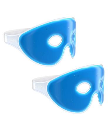 Navaris Set of 2 Gel Eye Masks - 2x Reusable Eye Masks for Hot/Cold Use Blue