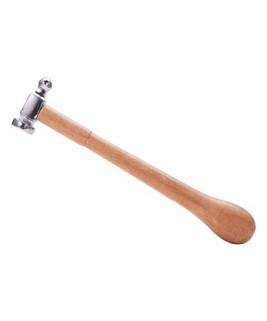 BENECREAT Two-Sided Carbon Steel Chasing Hammer, 10" Long Jewelry Making Hammer with 2.24" Steel Head and Comfortable Wood Handle for Jewelry Craft Making Chrome Plated Head