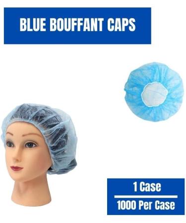 Disposable Bouffant (Hair Net) Caps Spun-bounded Poly Hair Head Cover Net 18 Inches Blue (1000) - Buy Online on SooperMarket.com