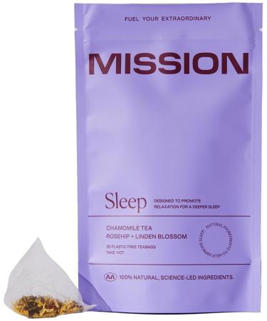 Mission Sleep | Herbal Teabags with Chamomile & Linden Blossom | Pyramid Tea Bags (30 Teabags) 1 count (Pack of 30)