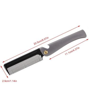 Folding Stainless Steel Beard Comb with Round Teeth - Pocket Size for Household, Barber & Salon Use (2#) - Buy Online on SooperMarket.com