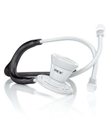 MDF Instruments ProCardial Cardiology Stethoscope Stainless Steel Adult Dual Head Black Tube White Chestpiece-Headset MDF797WO11