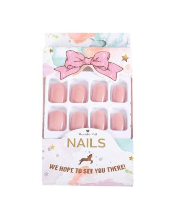 Brishow Pink Short False Nails - 24pcs Natural Acrylic Stick-On Full Cover for Women & Girls | International Shipping - Buy Online on SooperMarket.com