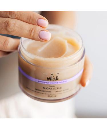 Whish Beauty Lavender Exfoliating Sugar Scrub - Gentle Body Scrub for Women - Paraben & Sulfate Free - Brown Sugar with Raspberry Aloe & Shea Butter - 8 oz - International Shipping Available - Buy Online on SooperMarket.com