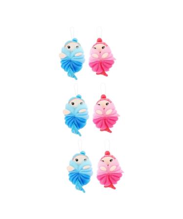 Angoily 6 Pcs Bath Ball Cartoon Bath Sponge Cartoon Mesh Pouf Bath Wash Ball Kids Pouf Sponge Bath Sponge for Kids Bathing Cleaning Sponges Cartoon Shower Loofah Household Mermaid Pe Child